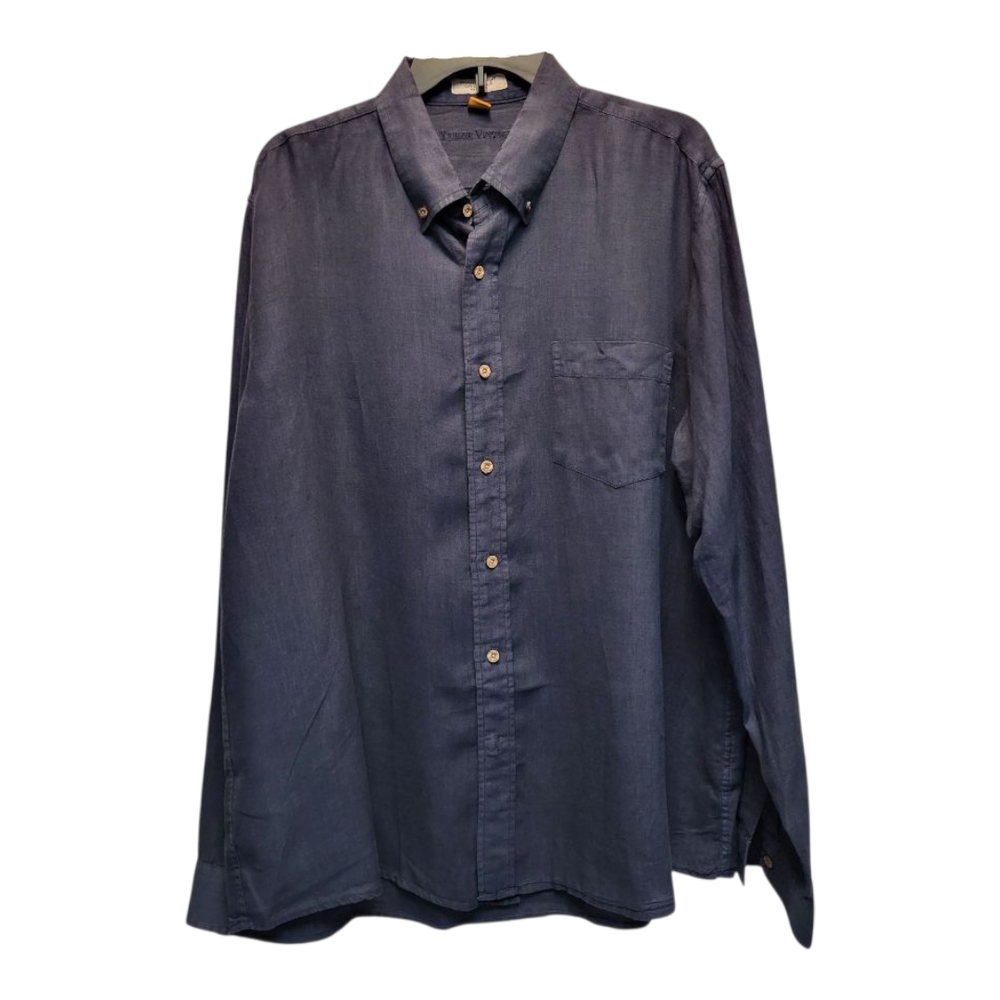 Tailor Vintage Navy Button-Down Linen Shirt - Size XL